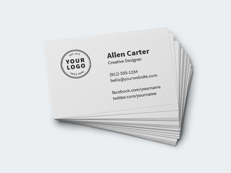 Designförslag till logotyp på visitkort.